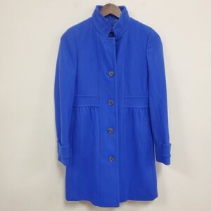 J Crew Womens Wool Factory Skirted Dress Coat Size 4 Blue‎ Formal Sophisticated